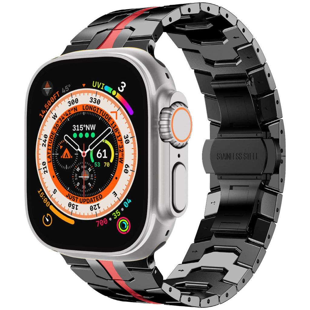 Stainless Steel Watch Band Compatible with Apple Watch Ultra Series 12 with Butterfly Clasp