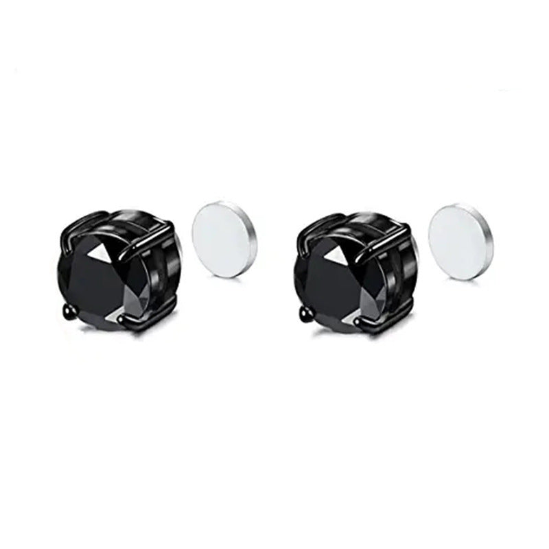Unisex Magnetic Zircon Ear Clips Non Pierced Stud Earrings