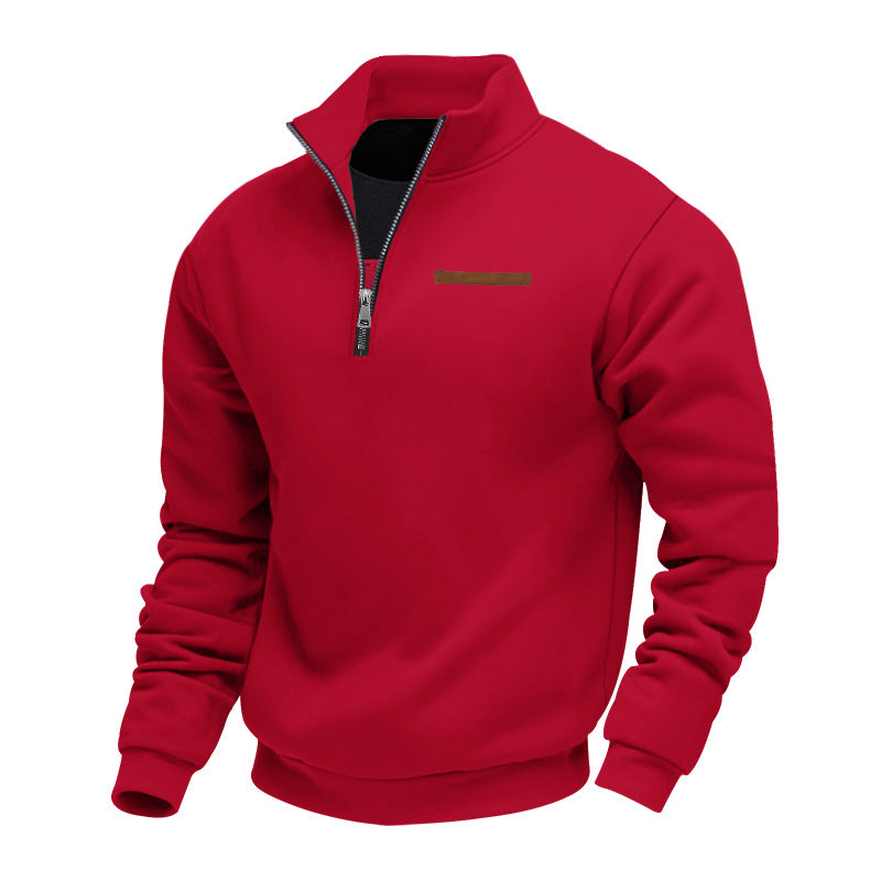 Men's Stand Collar Half-Zip Pullover Sweatshirt