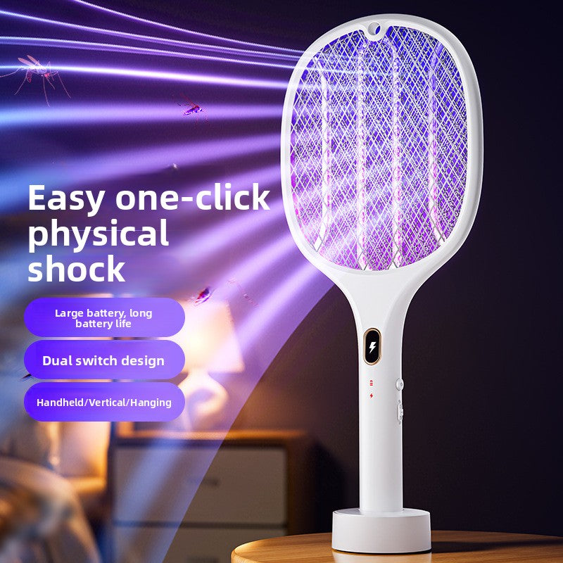 Two-in-one rechargeable ultraviolet mosquito killer lamp and mosquito swatter teemdrop