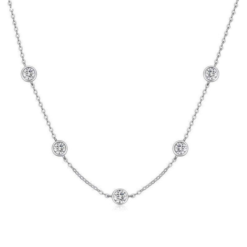 French Bubble Diamond Necklace for Women Elegant Round Pendant Light Luxury Clavicle Chain teemdrop