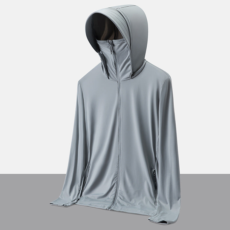 UPF50+ Ice Silk Cooling UV Protection Hooded Jacket Couple Matching Outdoor Sport Coat teemdrop
