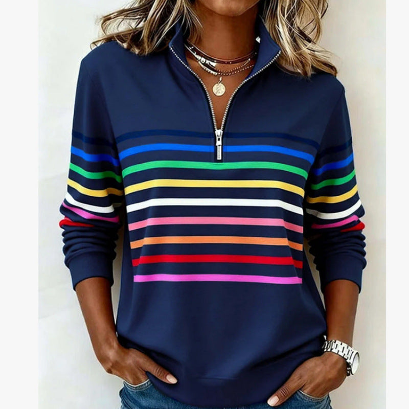 Fall/Winter Half-Zip Printed Sweatshirt teemdrop