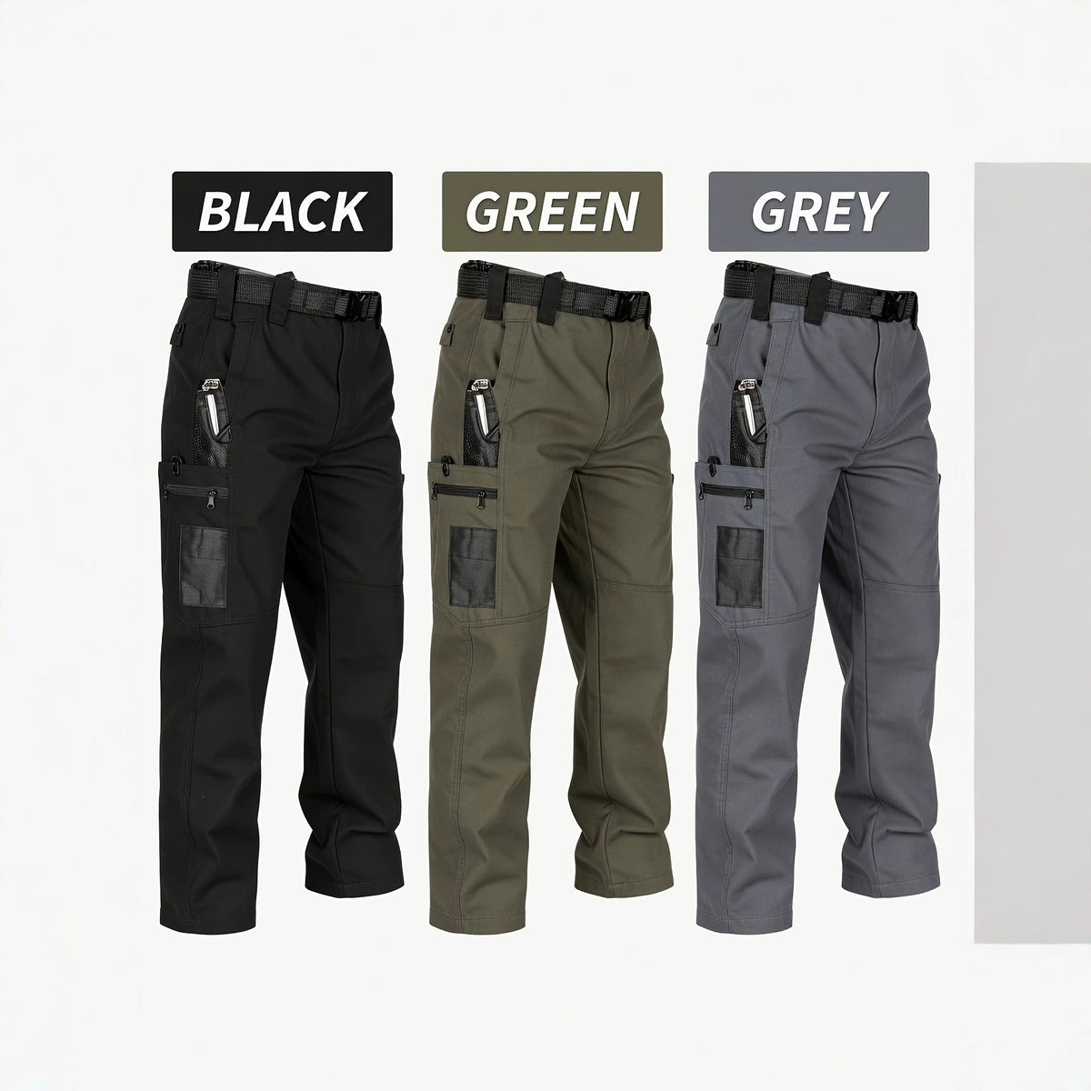 Men's Quick-Dry Tactical Cargo Pants Multi-Pocket Summer Casual Trousers 100% Polyester teemdrop