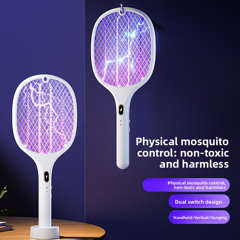 Two-in-one rechargeable ultraviolet mosquito killer lamp and mosquito swatter teemdrop