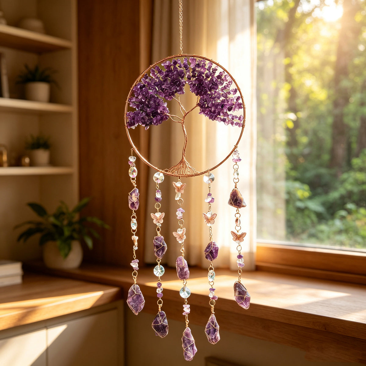 Natural agate crystal wind chime pendant teemdrop