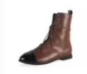 Martin Women's Boots Spring & Fall New British Style Pu Thin Lace-Up Round Toe Square Heel Mid-Heel Handsome Short Boots teemdrop