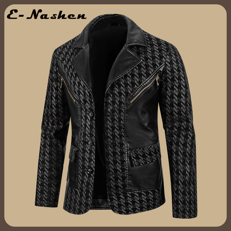 Men's Retro Motorcycle PU Leather Jacket Casual Lapel Outerwear teemdrop