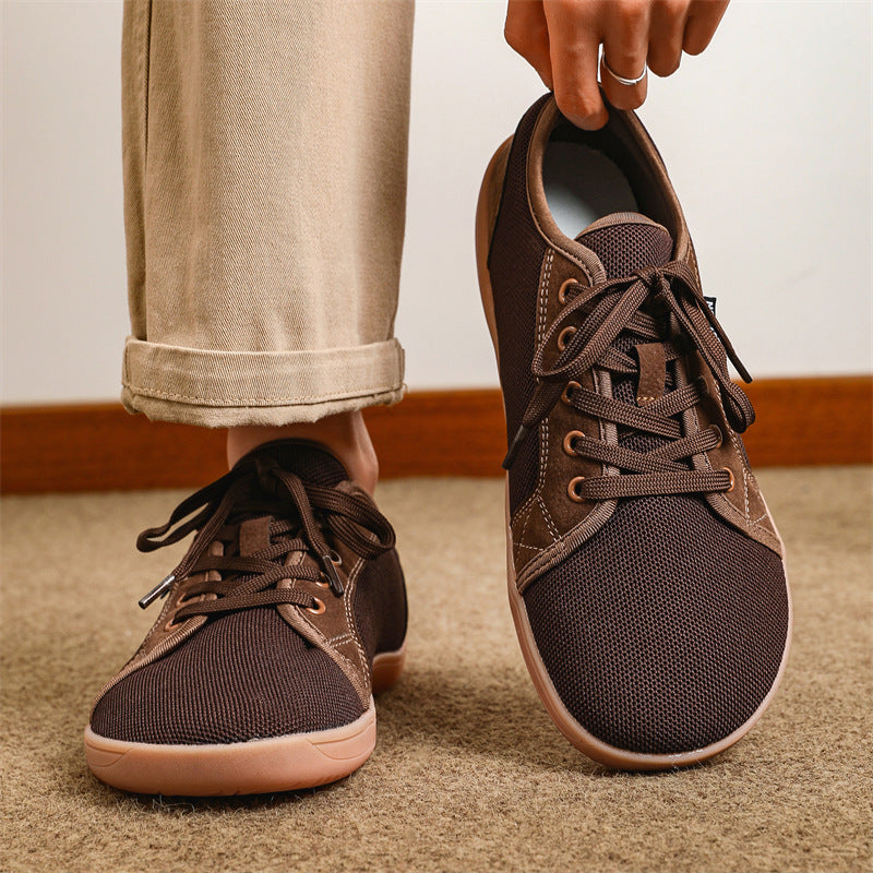Men's Wide Barefoot Shoes Breathable Mesh Low-Top Non-Slip Outdoor Casual Sneakers teemdrop