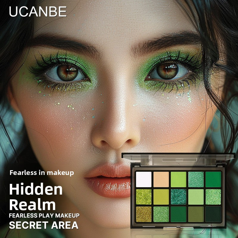 15-Color Green Eyeshadow Palette Matte Pearlescent Makeup Set