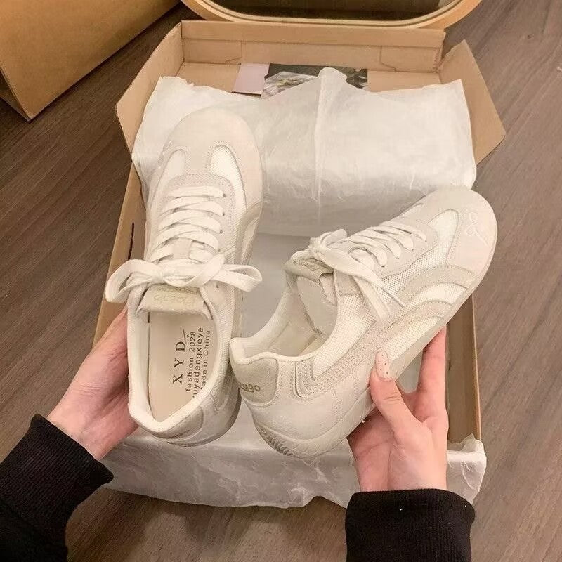 Women's Breathable Mesh Flat Casual Sneakers Soft Sole Lace-Up Sports Shoes teemdrop