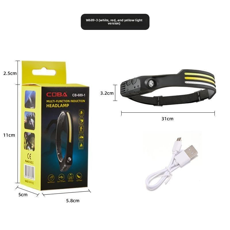 Induction Headlamp Long Endurance Lithium Battery Outdoor Cycling Running Charging Lamp teemdrop