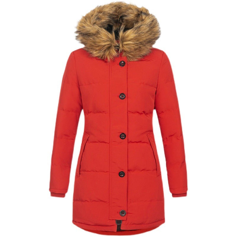 Womens Hooded Long Sleeve Warm Zipper Quilted Jacket teemdrop