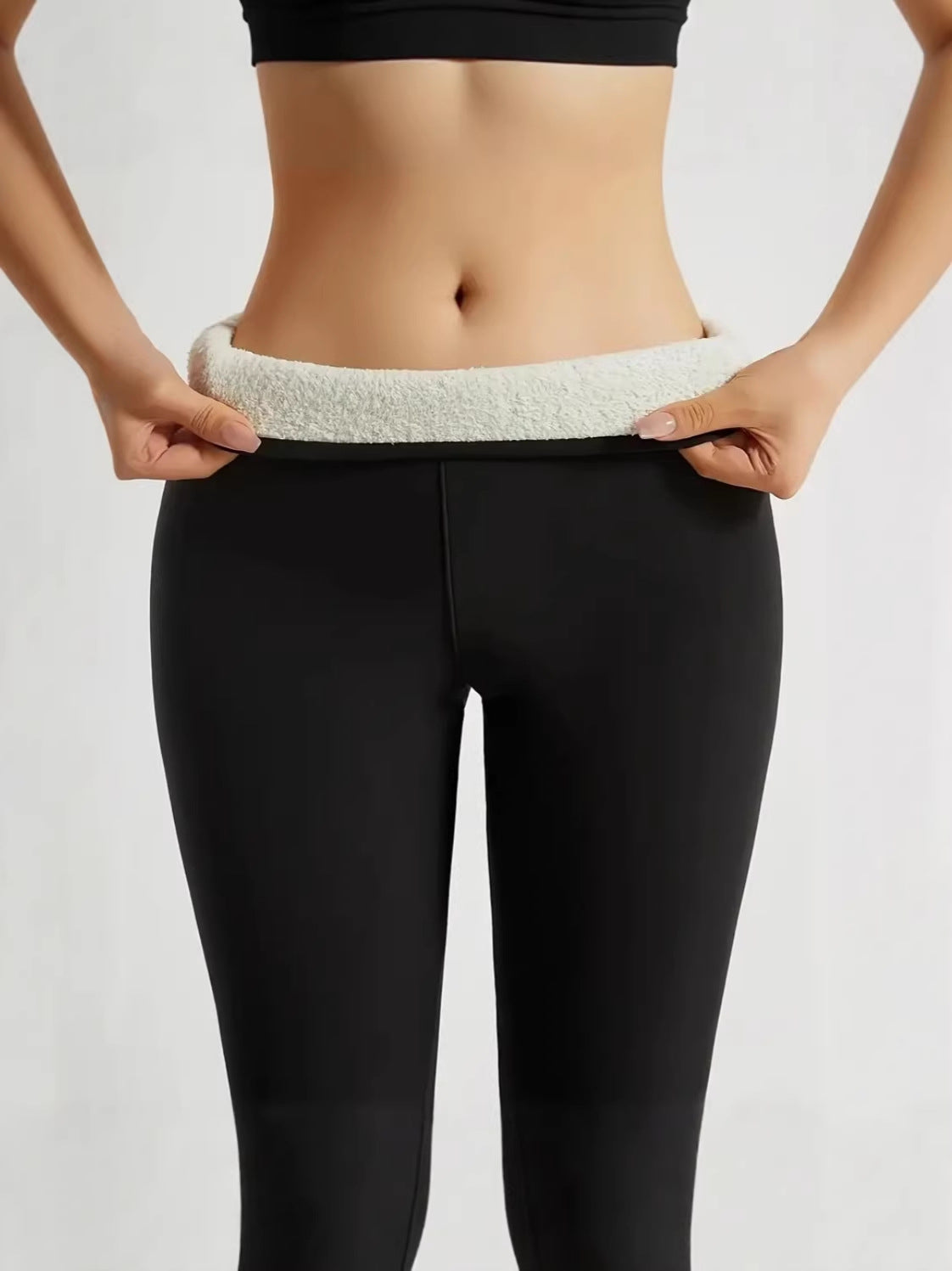 Women's Winter Fleece-Lined High-Waisted Thermal Tummy Control Leggings teemdrop
