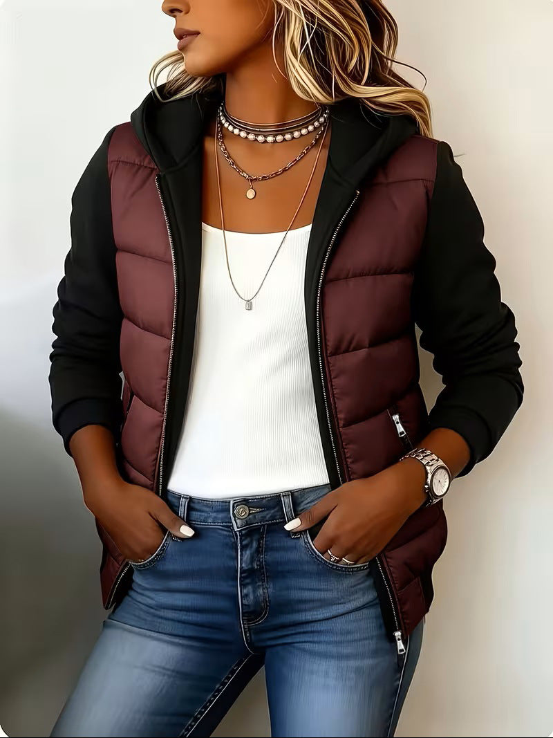 Women's Mid-Length Hooded Fleece-Lined Faux Shearling Coat teemdrop