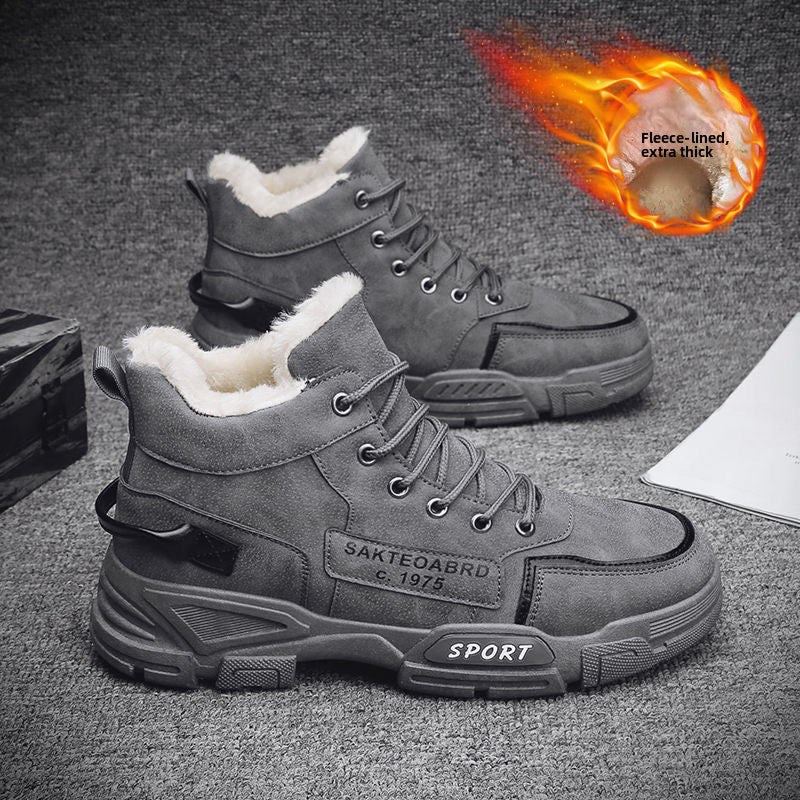 Mens Winter Fleece Lined High Top Martin Boots Casual Warm Lace Up Shoes teemdrop