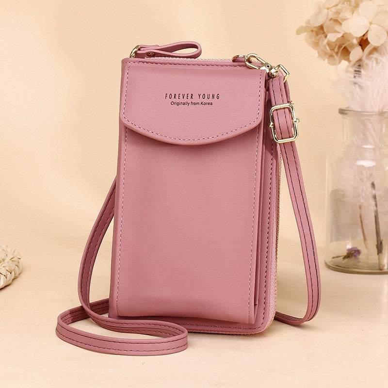 Women PU Leather Vertical Crossbody Bag Zipper Wallet Phone Bag teemdrop