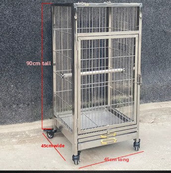 Large Solid Stainless Steel Bird Cage for Indoor Use