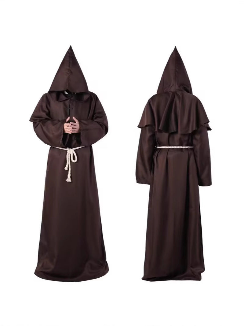 Medieval Monk Costume Cloak with Hood