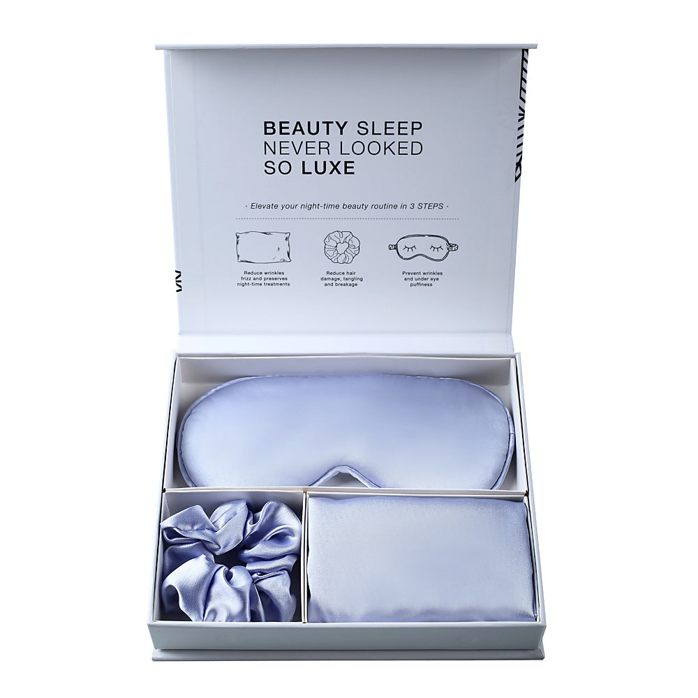 Satin 3-Piece Sleep Set Eye Mask Hair Tie Pillowcase Magnetic Gift Box