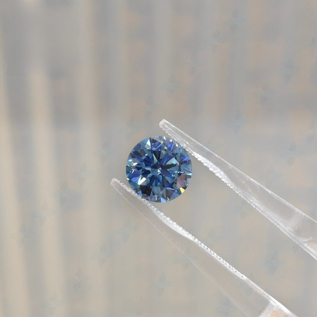 Round Blue Lab Grown Loose Diamond