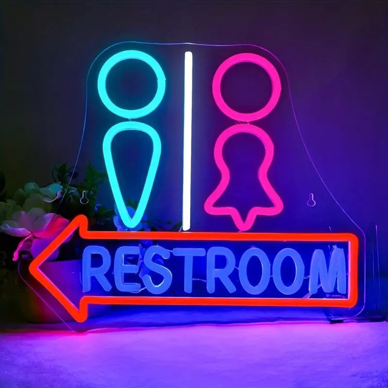 LED neon sign restroom teemdrop