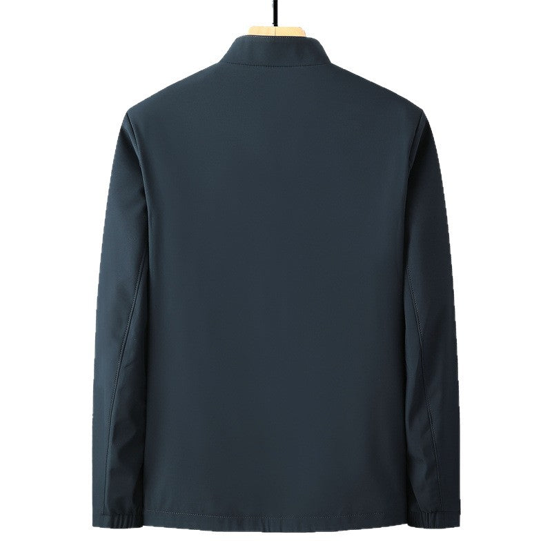 Men's Stand Collar Business Casual Polyester Loose Fit Jacket teemdrop