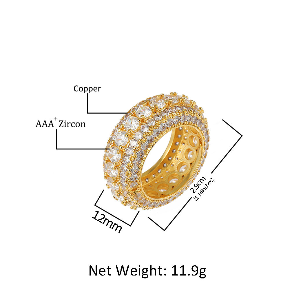 Retro Geometric Micro-Inlaid Zircon Copper Hip-Hop Ring for Men and Women teemdrop
