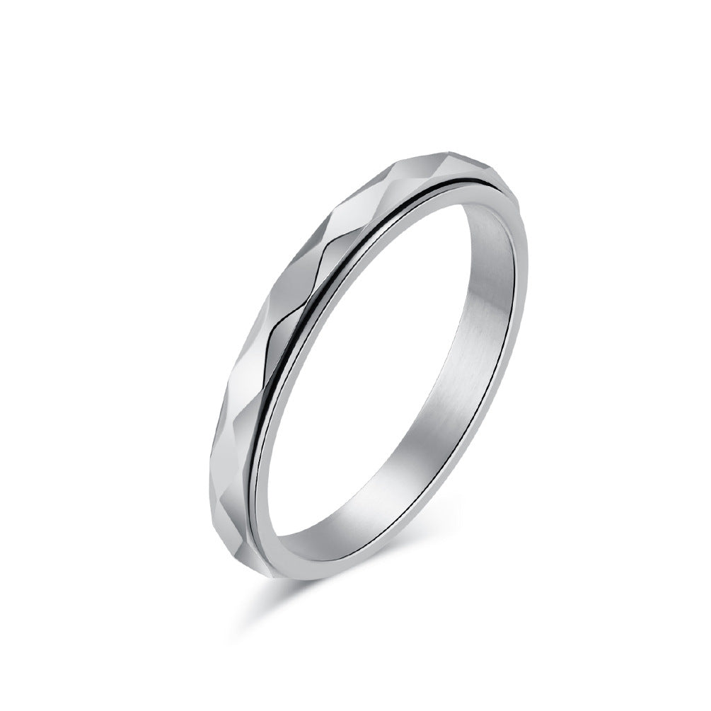 Geometric Rotating Titanium Steel Ring