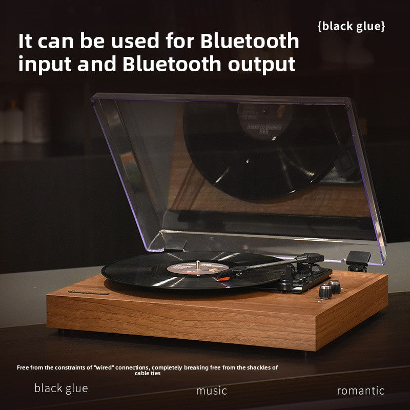 Home Retro European-style Wooden Black Glue Record Player teemdrop