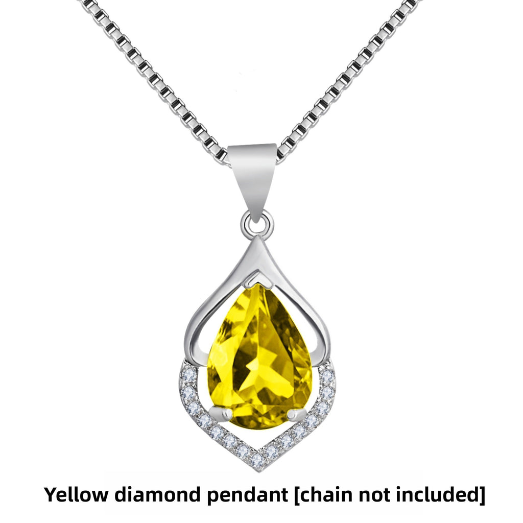 Drop-Shaped Imitation Silver Crystal Pendant Necklace