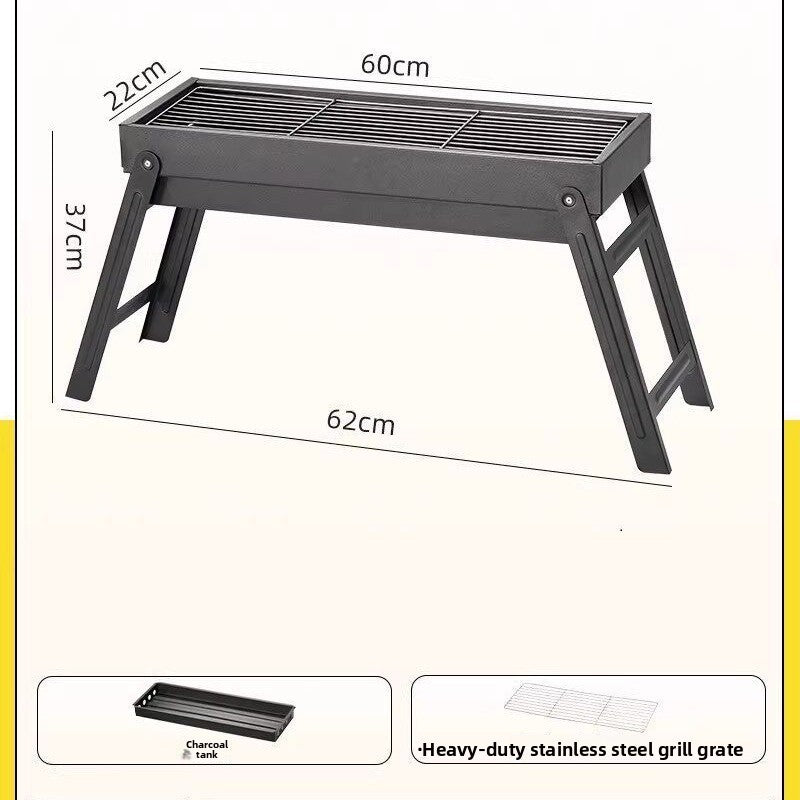 Portable Outdoor Stainless Steel Folding Charcoal Grill teemdrop