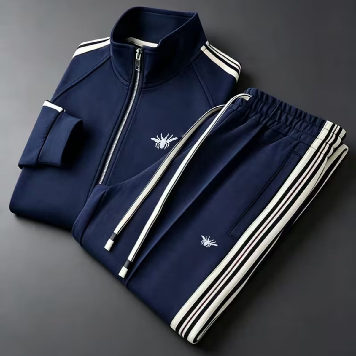 Men's Zip-Up Jacket and Pants Set Digital Print Long Sleeve Tracksuit teemdrop