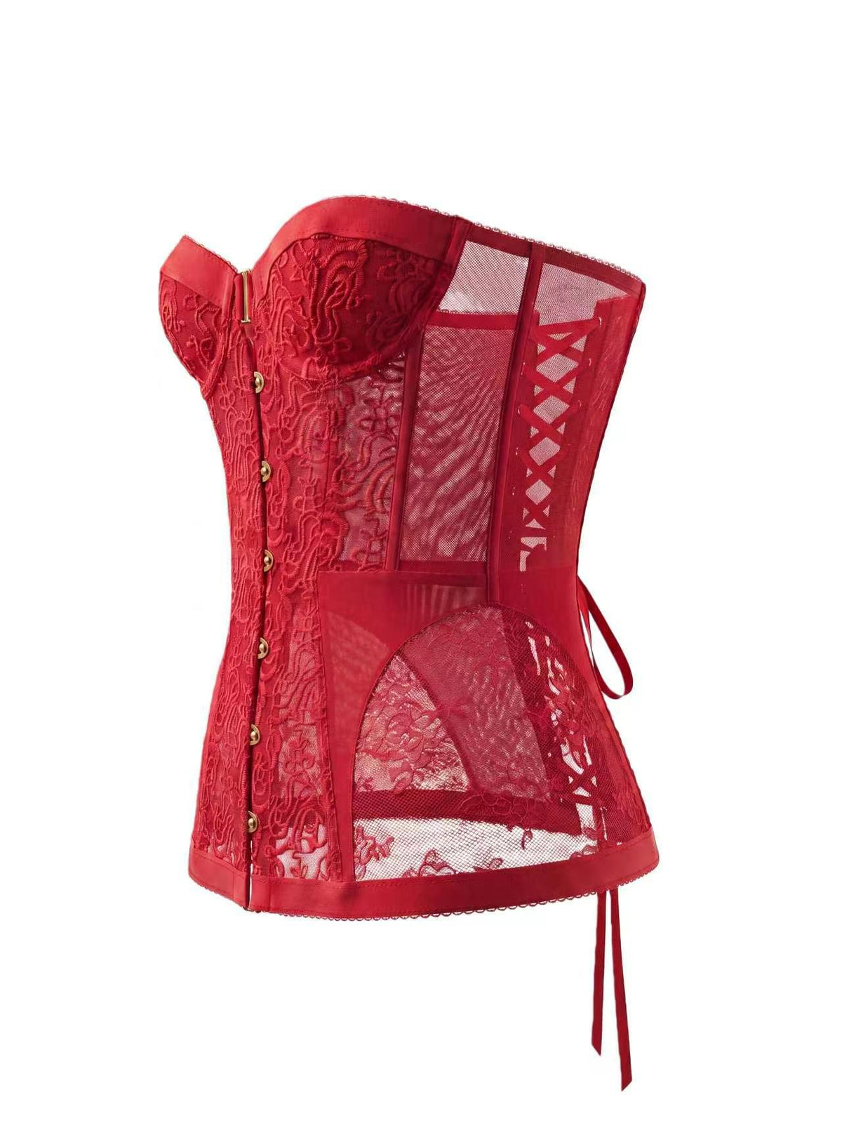 Women's Hollow Out Lace Strapless Slim Fit Corset Top teemdrop