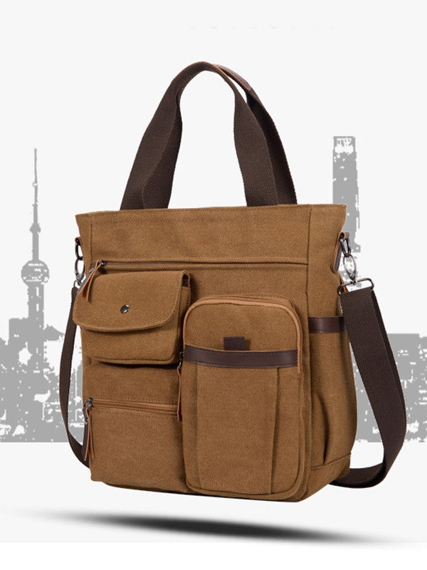 Men's Canvas Shoulder Crossbody Backpack, Extra Large Capacity Casual Bag teemdrop