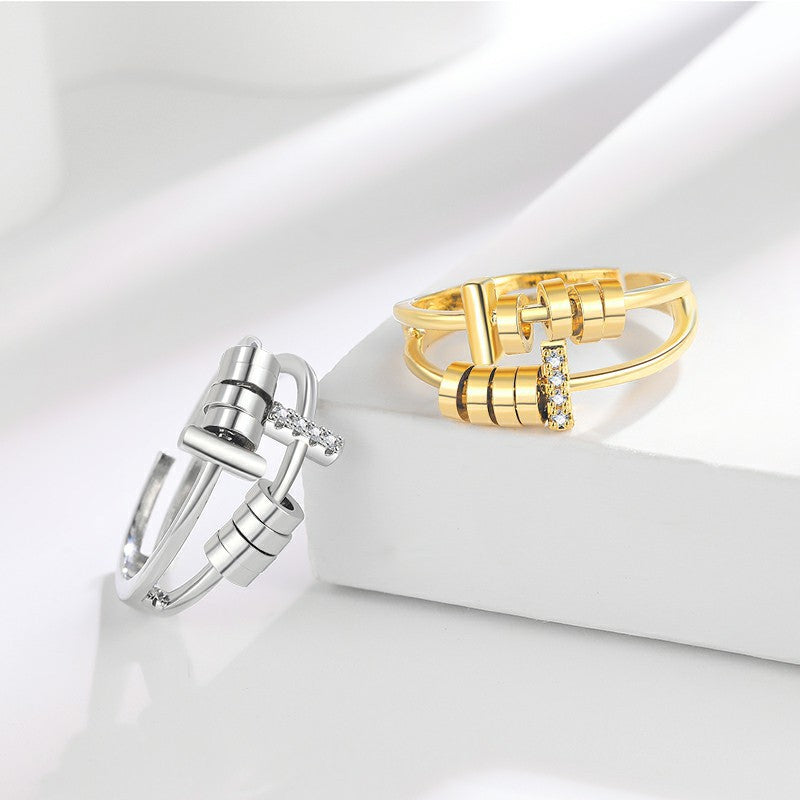 Anti-anxiety and stress-relieving rotating copper band ring