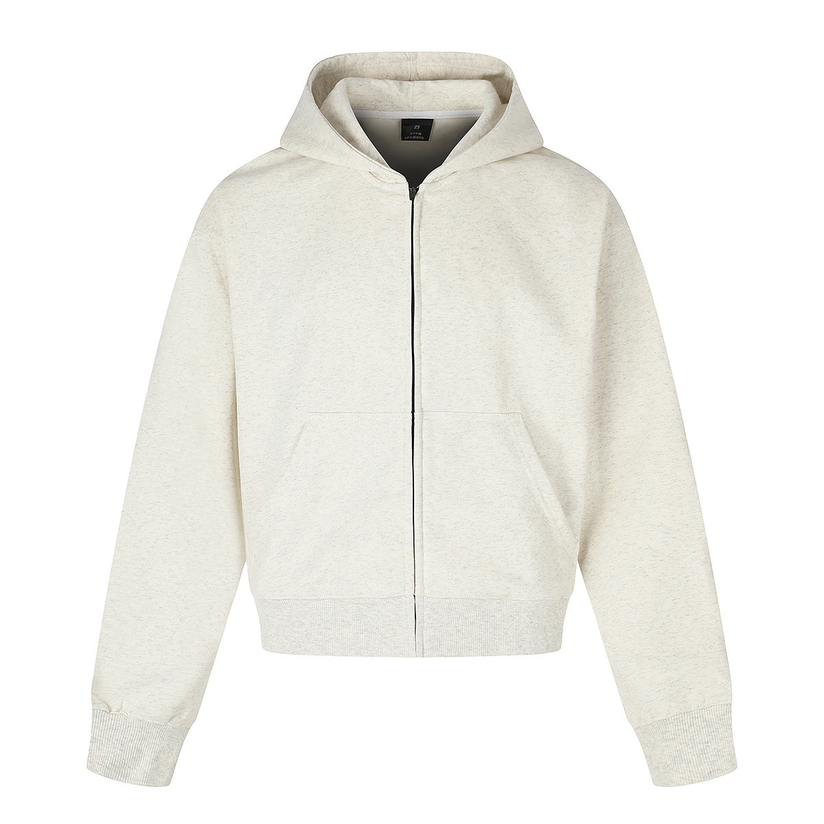 Retro Short Zip-Up Hoodie Solid Color Loose Fit Casual Jacket for Adults teemdrop