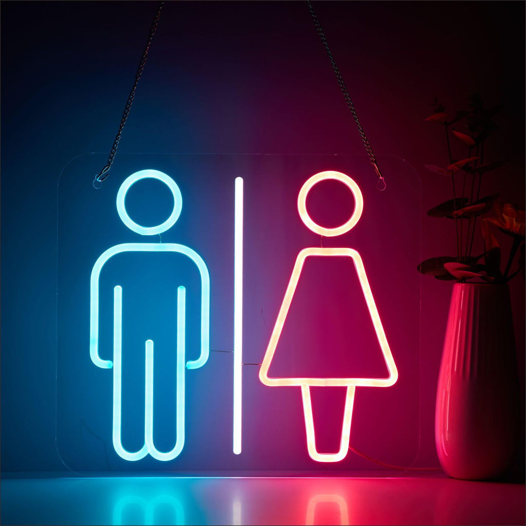 LED neon sign restroom teemdrop