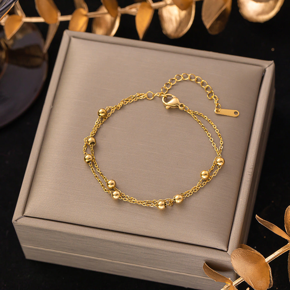 Women's Titanium Steel Inlaid Charm Bracelet Versatile Fashion Jewelry teemdrop