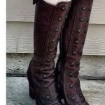 Retro Rivet High Barrel Chunky Heel Boots