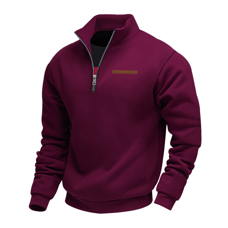 Men's Stand Collar Half-Zip Pullover Sweatshirt