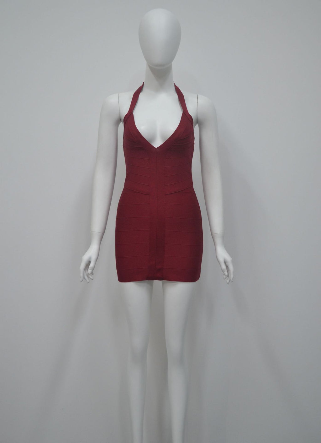 Women's Sexy Halter Backless V-Neck Bandage Party Mini Dress teemdrop