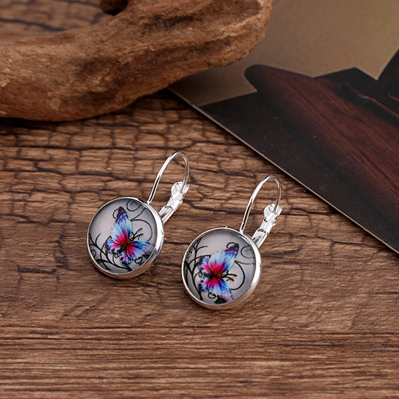 Creative Glass Earrings with Nature Patterns
