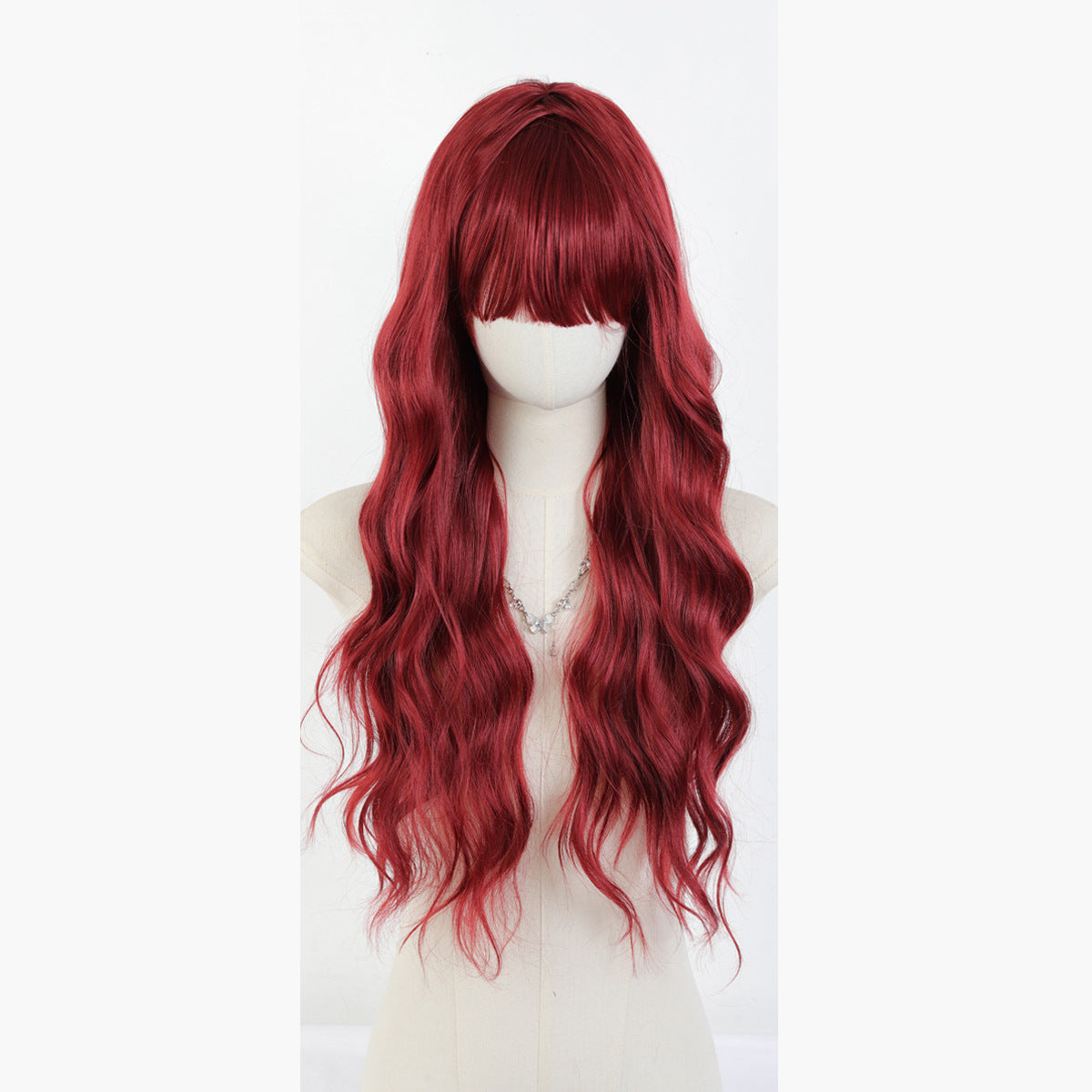 Women's Gradient Long Curly Synthetic Wig with Bangs Full Head Wig teemdrop