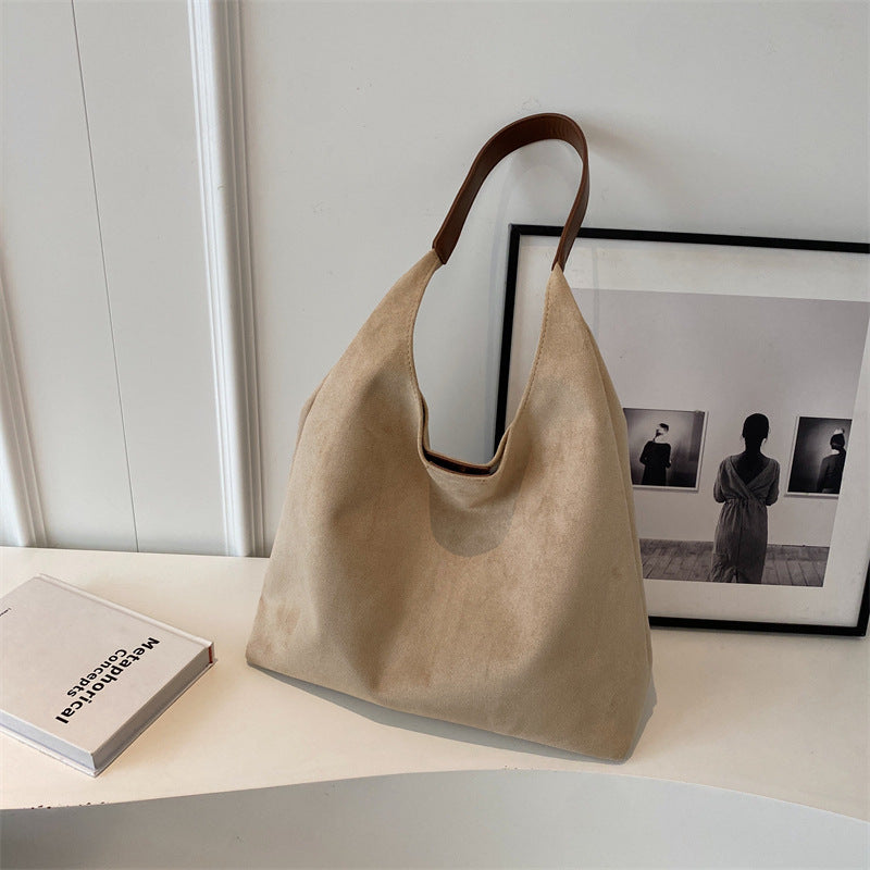 Retro Frosted Solid Color Large-Capacity Single Shoulder Bag