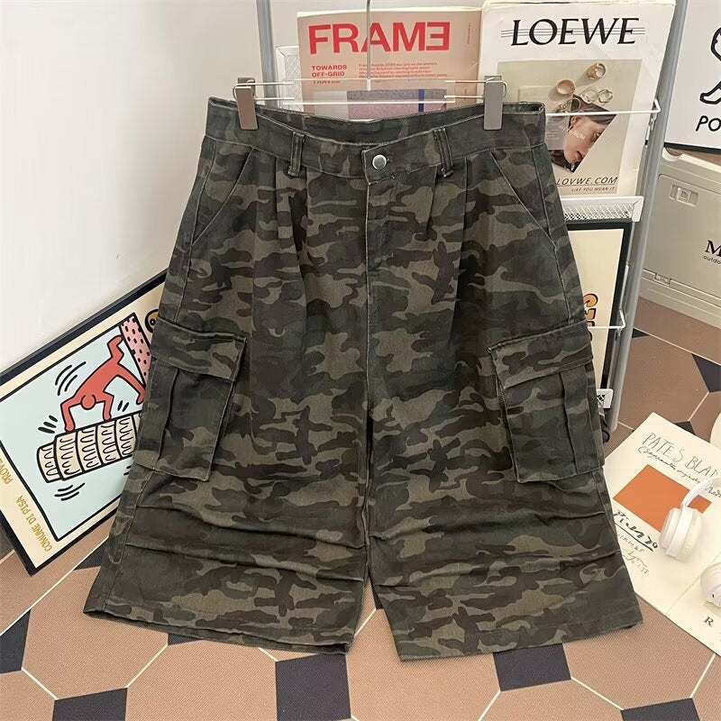 Versatile military-themed camouflage sporty workwear casual pants teemdrop