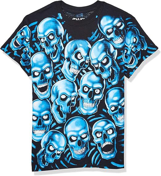 Men's Punk Skull Print Short Sleeve Loose T-Shirt teemdrop