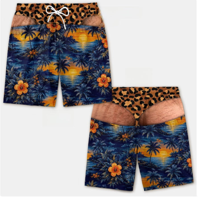 Men's 3D Patriotic Print Loose Beach Shorts