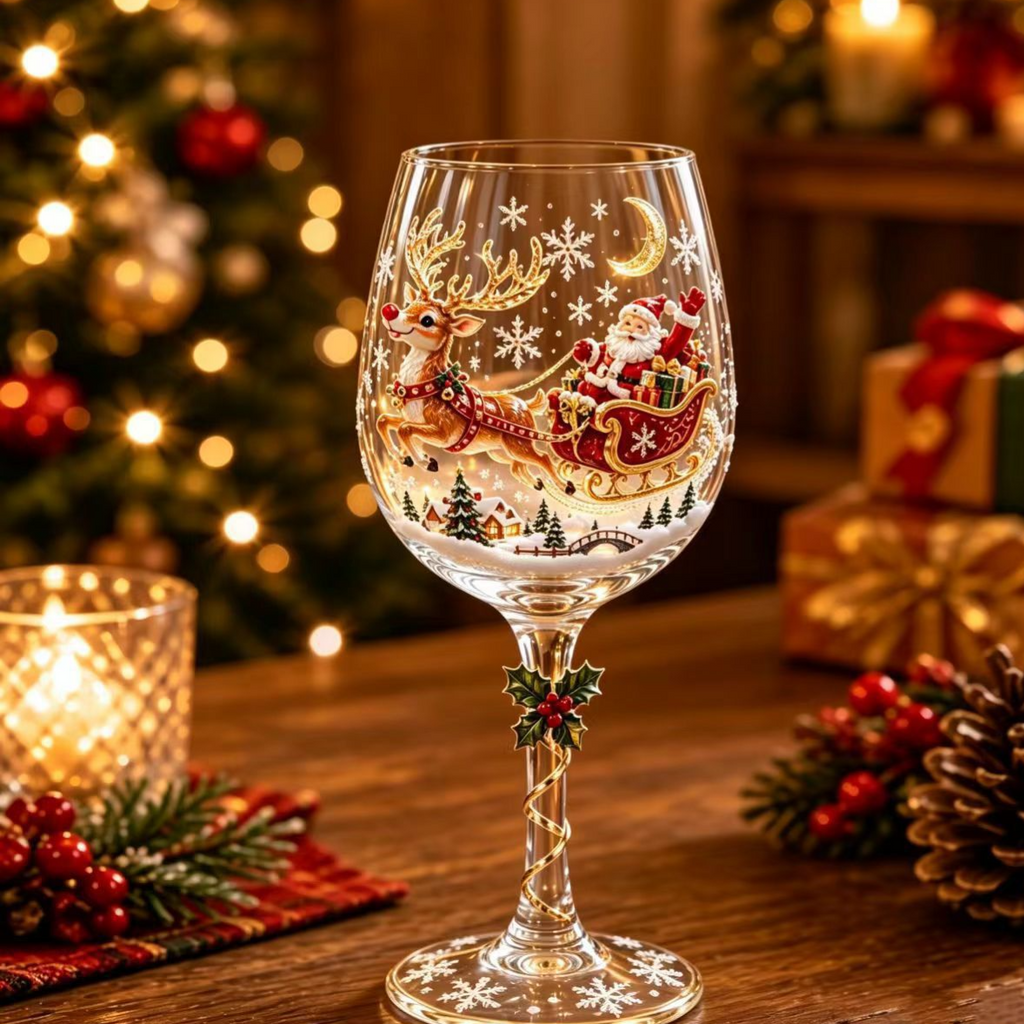Christmas Halloween Themed Glass Art Goblet Festive Drinking Cup teemdrop