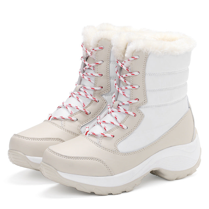 Womens Fleece-Lined High-Top Winter Snow Boots Outdoor Hiking Shoes